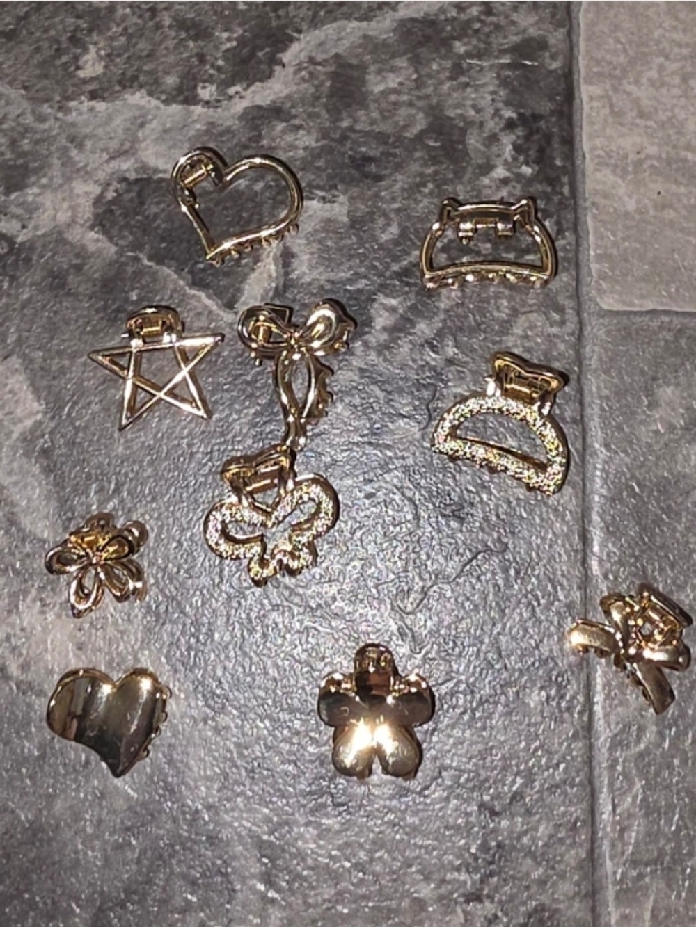 10pc Assorted Mini Gold Hair Clip Set - Women's Hair Accessories BNIB